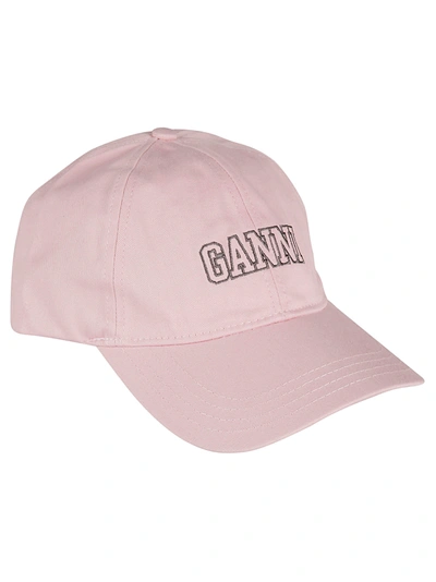 Shop Ganni Logo Embroidered Baseball Cap In Sweet Lilac