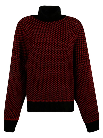 Shop Alexandre Vauthier All-over Printed Turtleneck Pullover In Black/red