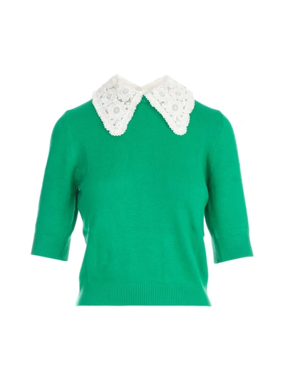Shop Essentiel Antwerp Antigua Sweater W/collar In Green Machine