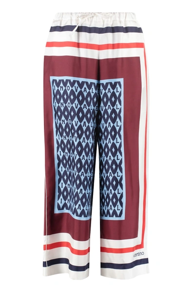 Shop Valentino Printed Cropped Trousers In Multicolor