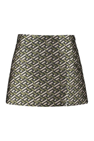 Shop Versace Jacquard Mini Skirt In Multicolor