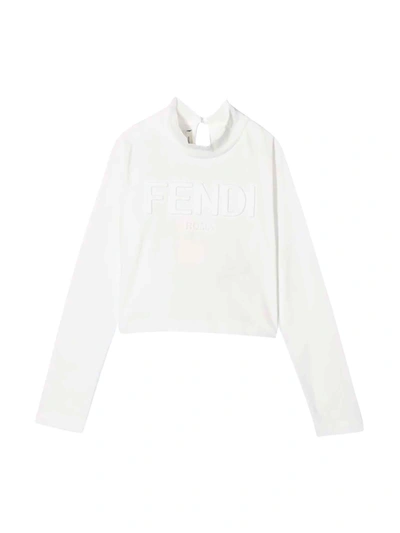 Shop Fendi White Girl Shirt In Bianco