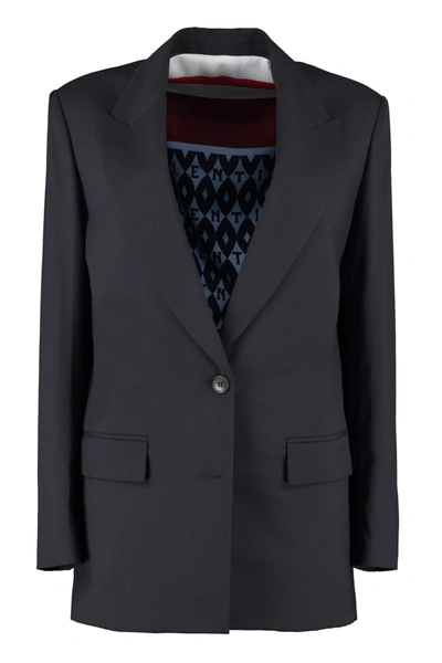 Shop Valentino Single-breasted Two-button Blazer In Blue