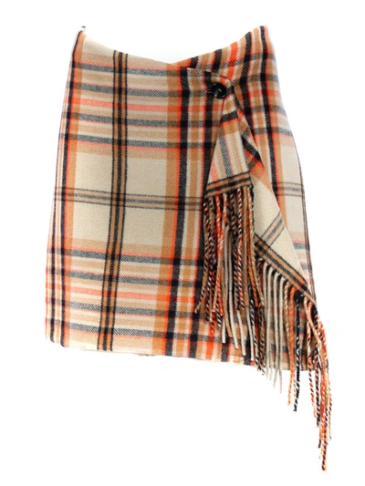 Shop Msgm Check Skirt In Beige