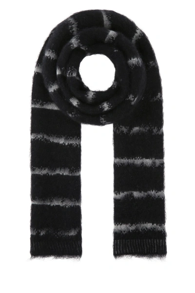 Shop Saint Laurent Embroidered Stretch Wool Blend Scarf Stripped  Uomo Tu