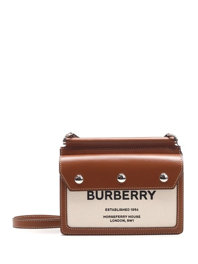 Shop Burberry Title Horseferry Print Mini Shoulder Bag In Beige