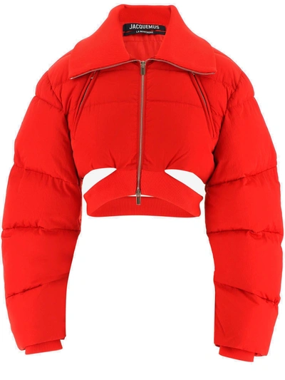 Shop Jacquemus La Doudoune Pralù Cropped Jacket In Red