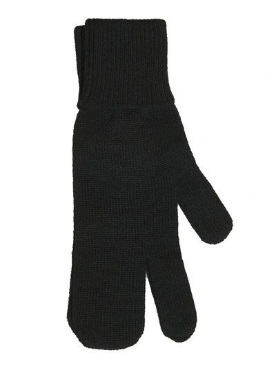 Shop Maison Margiela Tabi Knitted Gloves In Black