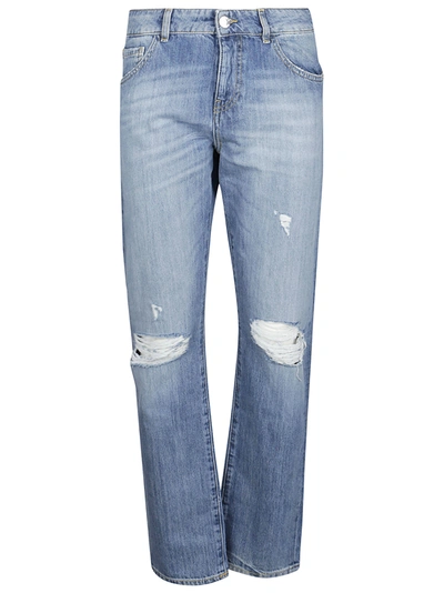 Shop Pinko Gaia Distressed Jeans In Blue
