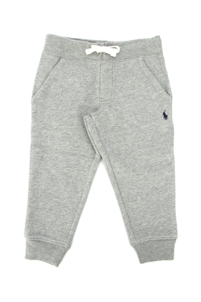 Shop Ralph Lauren Kids Logo Embroidered Drawstring Sweatpants In Grey