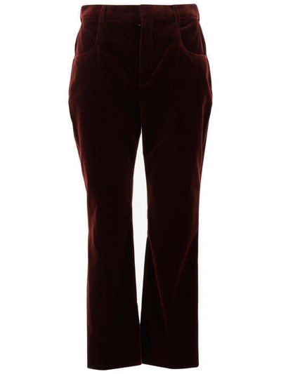 Shop Saint Laurent Cropped Flared Pants In Red
