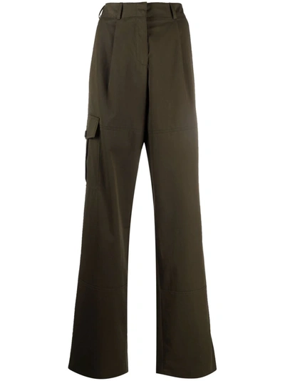 Shop Nina Ricci Wide-leg Cargo Trousers In 绿色