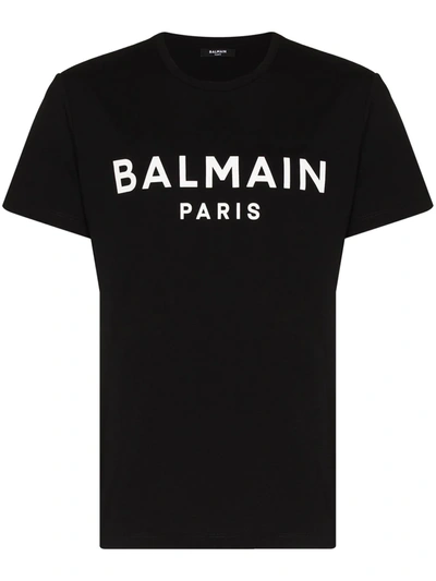 Shop Balmain Balm Logo Prnted Ss Tee Blk In 黑色