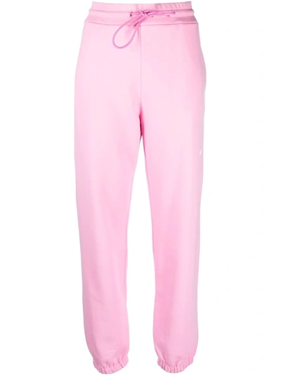 Msgm Pink Logo-print Cotton Joggers In 粉色