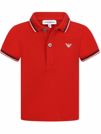 Shop Emporio Armani Eagle Logo Polo Shirt In 红色