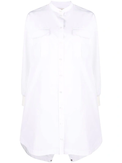 Shop Alexander Mcqueen Button-up Mini Shirt Dress In 白色