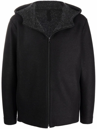 Shop Harris Wharf London Hooded Zipped Coat In 黑色