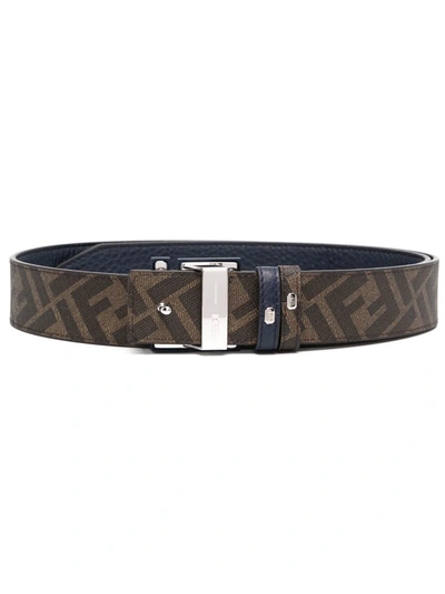 Shop Fendi Reversible Logo-buckle Belt In 蓝色