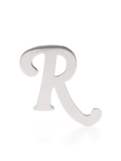 Shop Raf Simons Single R-logo Earring In 银色
