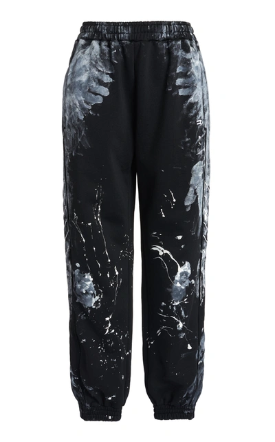 Shop Balenciaga Women's Painted Cotton-blend Terry Track Pants In Black