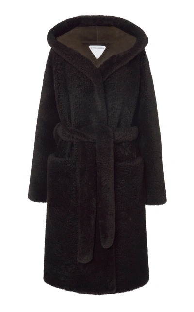 Shop Bottega Veneta Women's Hooded Teddy Shearling Coat In Brown
