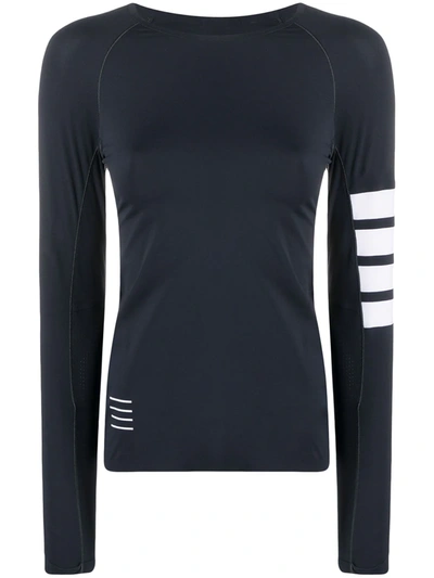 Shop Thom Browne 4-bar Compression Long Sleeve Top In Blue