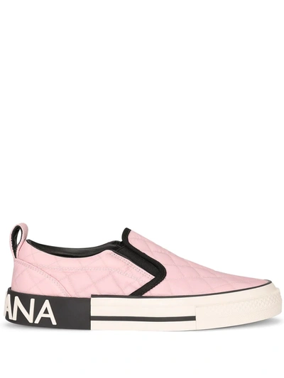 Shop Dolce & Gabbana Quilted Slip-on Sneakers In Pink