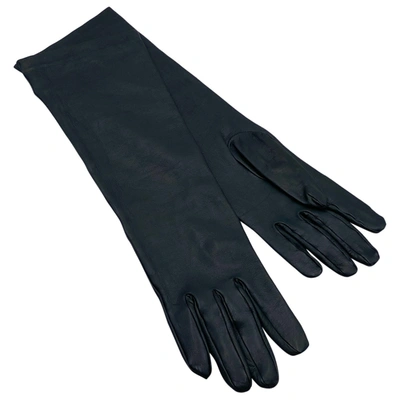 Pre-owned Saint Laurent Leather Long Gloves In Green