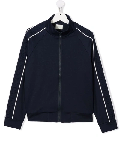 Shop Fendi Teen Stripe-detail Track Jacket In Blue