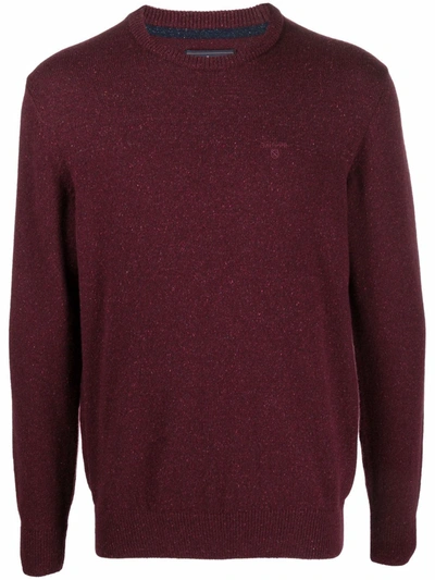 Shop Barbour Crewneck Knitted Jumper In Red