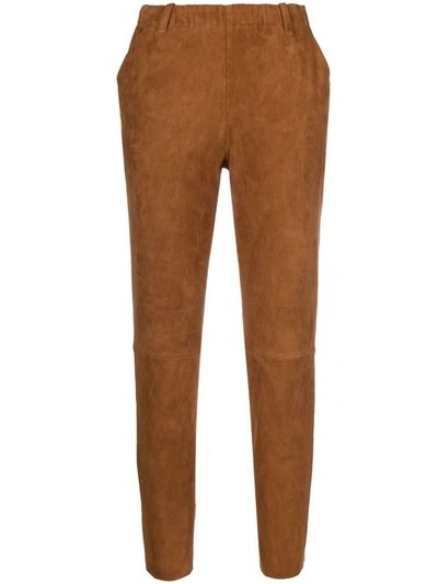 Stouls Cropped Skinny-fit Trousers In Brown