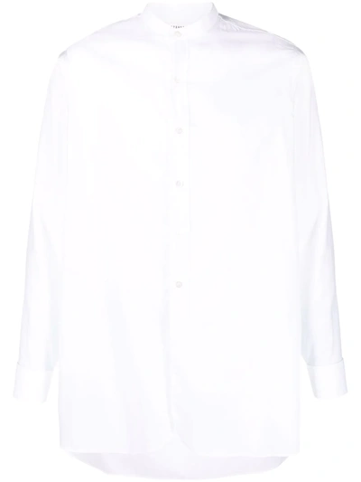 Shop Maison Margiela Logo-embroidered Cotton Shirt In White