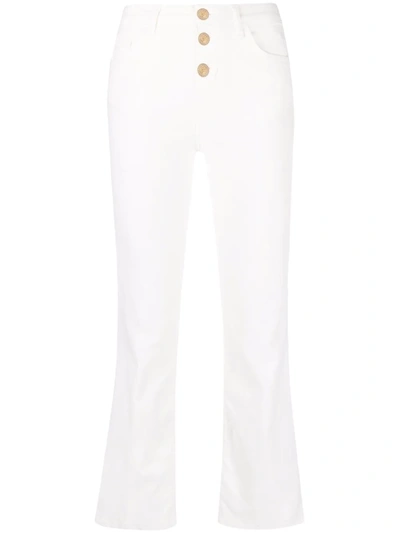 Shop Liu •jo Flared Cropped Jeans In White