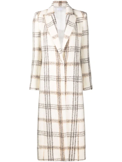 Shop Patrizia Pepe Checked Single-breasted Long Coat In Neutrals