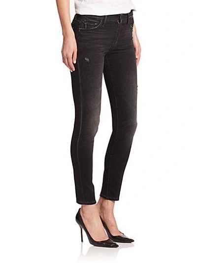 Shop Mother The Looker High-rise Distressed Skinny Jeans In Wait Until Dark