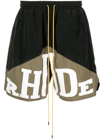 Shop Rhude Yachting Logo-print Shorts In Black