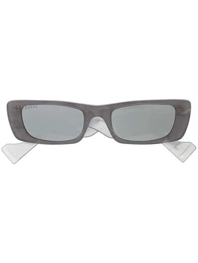 Shop Gucci Rectangle-frame Tinted Sunglasses In Grey