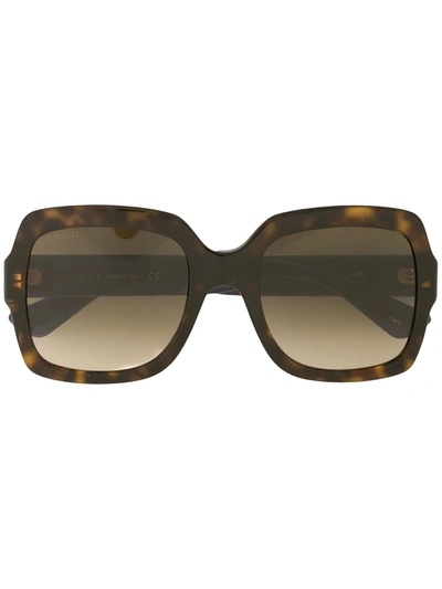 Shop Gucci Web-stripe Detail Oversize-frame Sunglasses In Red