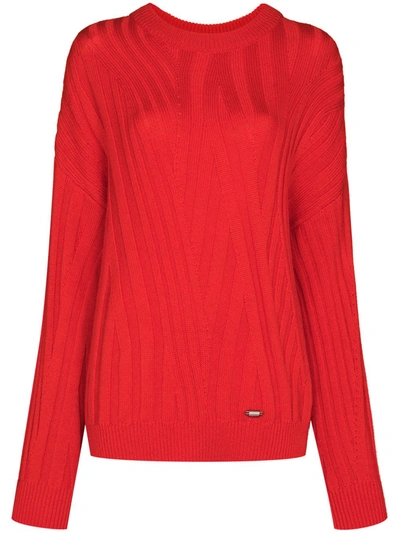 Shop 032c Zen Ribbed-knit Jumper In Red