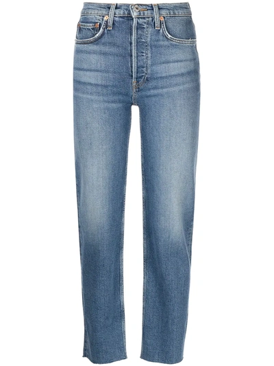 Shop Re/done Stobe Pipe High-rise Straight Jeans In Blue