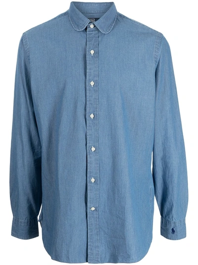 Shop Polo Ralph Lauren Long-sleeve Indigo Chambray Shirt In Blue