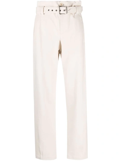 Shop Brunello Cucinelli High-waist Belted Trousers In Neutrals