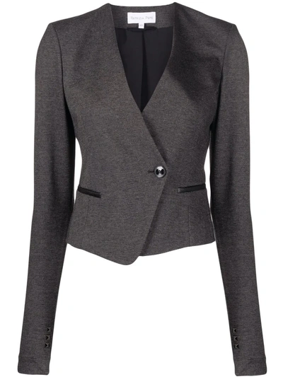 Shop Patrizia Pepe Lapelless Fitted Blazer In Black