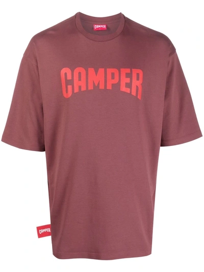 Shop Camper Logo-print Short-sleeve T-shirt In Brown