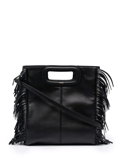 Shop Maje M Leather Tote Bag In Black