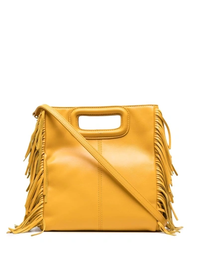 Shop Maje M Leather Bag In Yellow