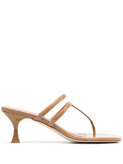 Shop Rejina Pyo Strappy Patent Sandals In Brown