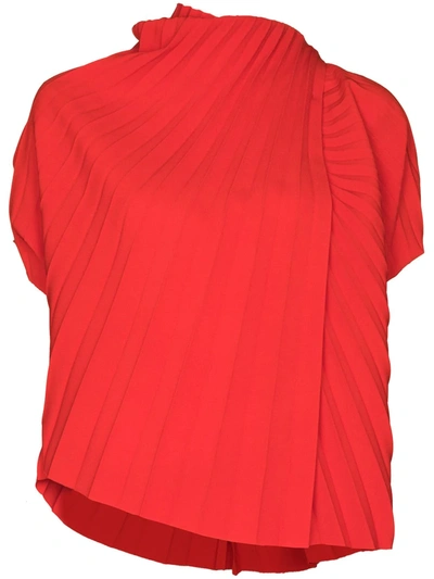 Shop A.w.a.k.e. Pleated Twisted Top In Red
