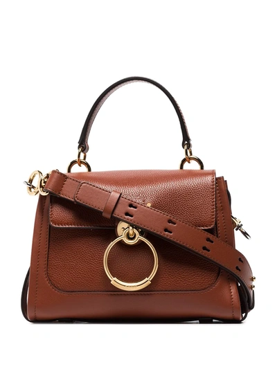 Shop Chloé Tess Day Leather Shoulder Bag In Brown