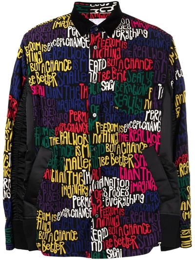 Sacai Black Eric Haze Edition Message Print Shirt | ModeSens